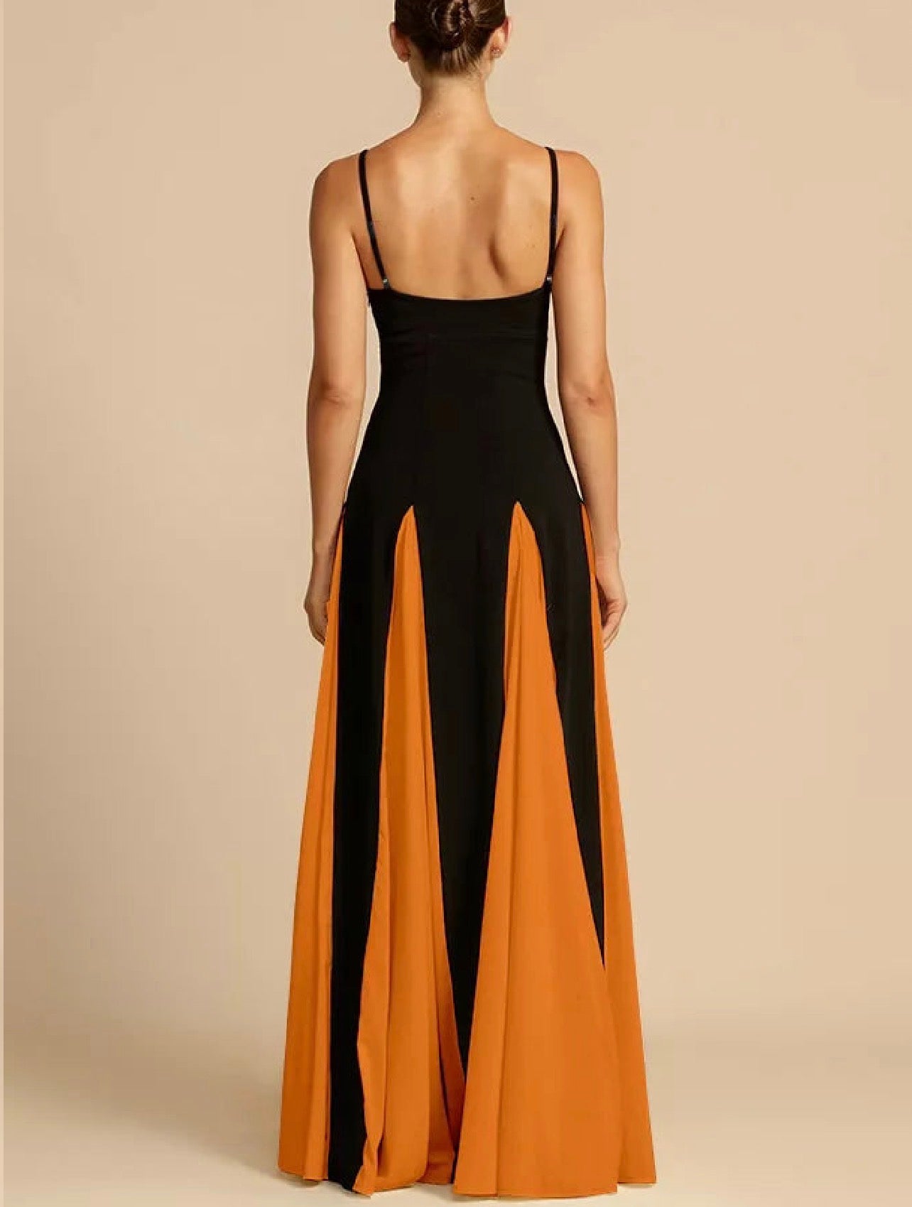 Two-Tone Flowing Maxi Dress