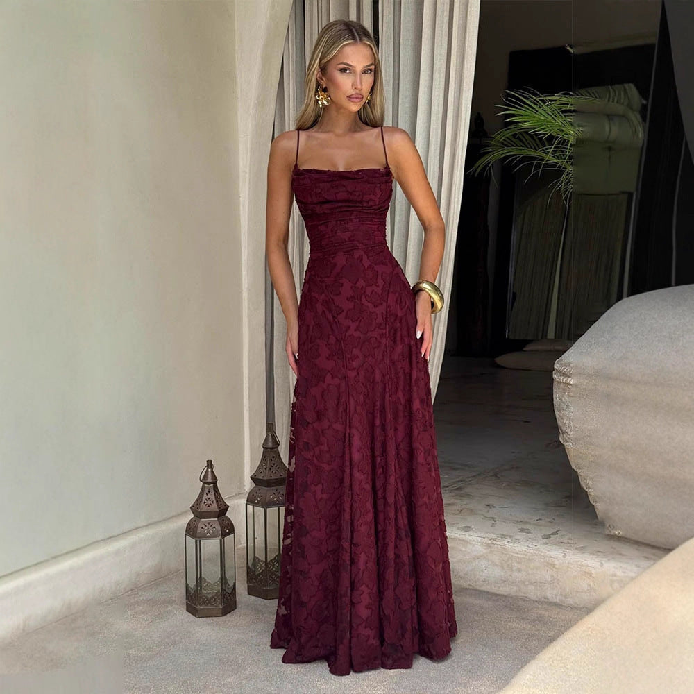 A versatile and spicy red halter dress for women's clothing