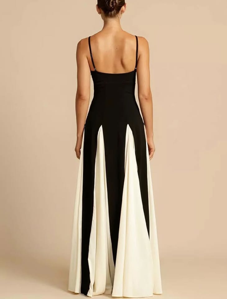 Two-Tone Flowing Maxi Dress