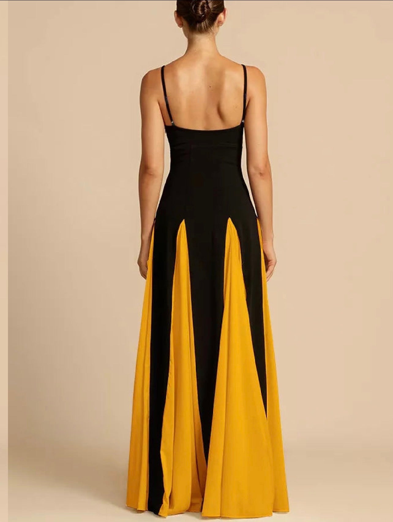 Two-Tone Flowing Maxi Dress