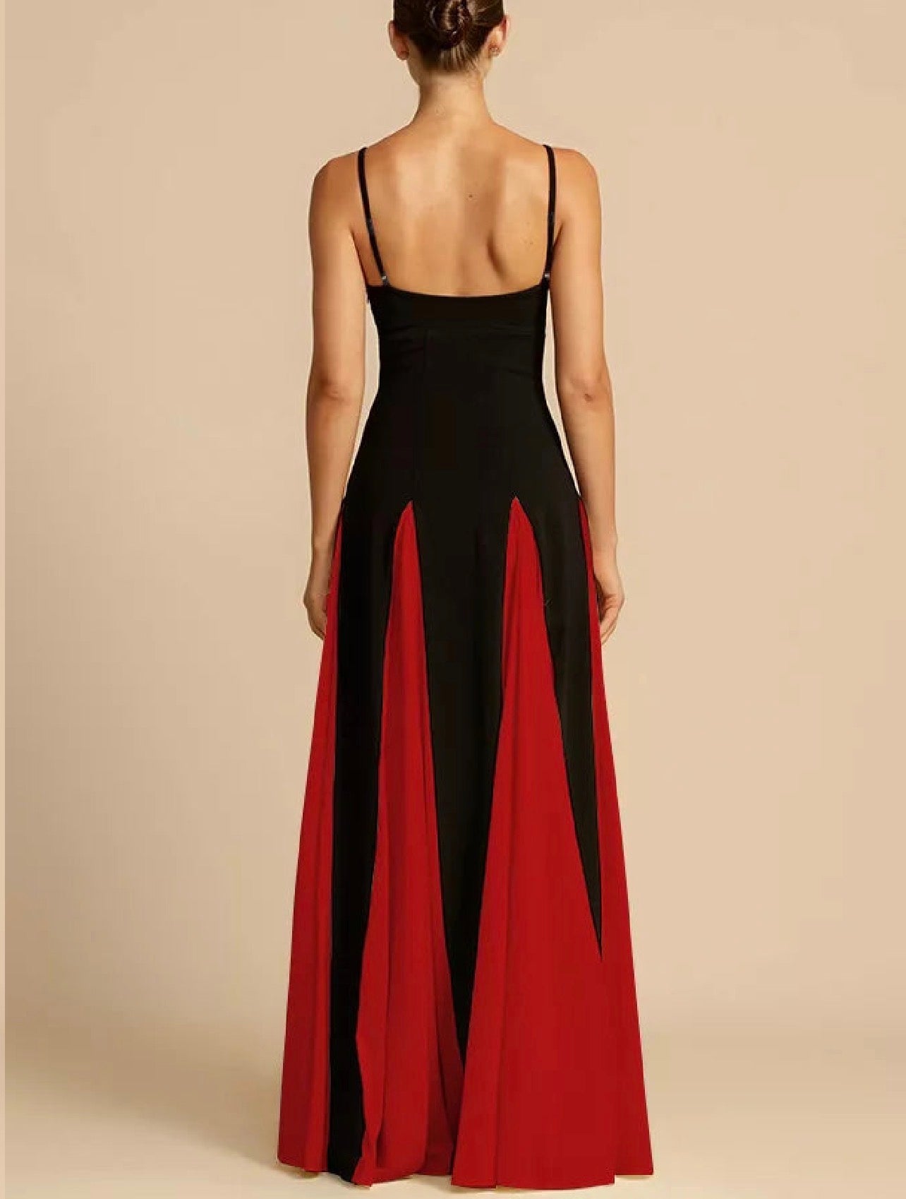 Two-Tone Flowing Maxi Dress