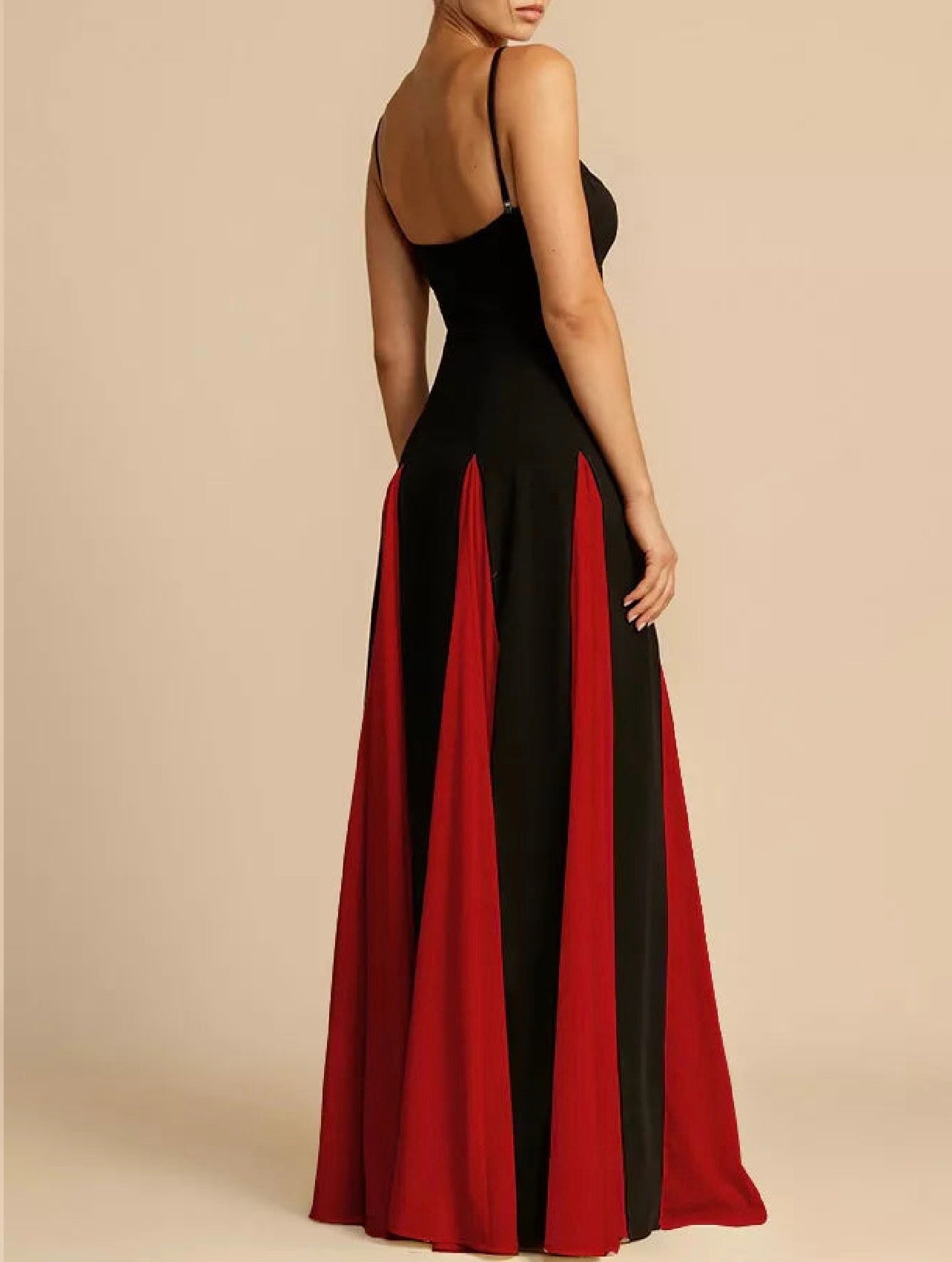 Two-Tone Flowing Maxi Dress