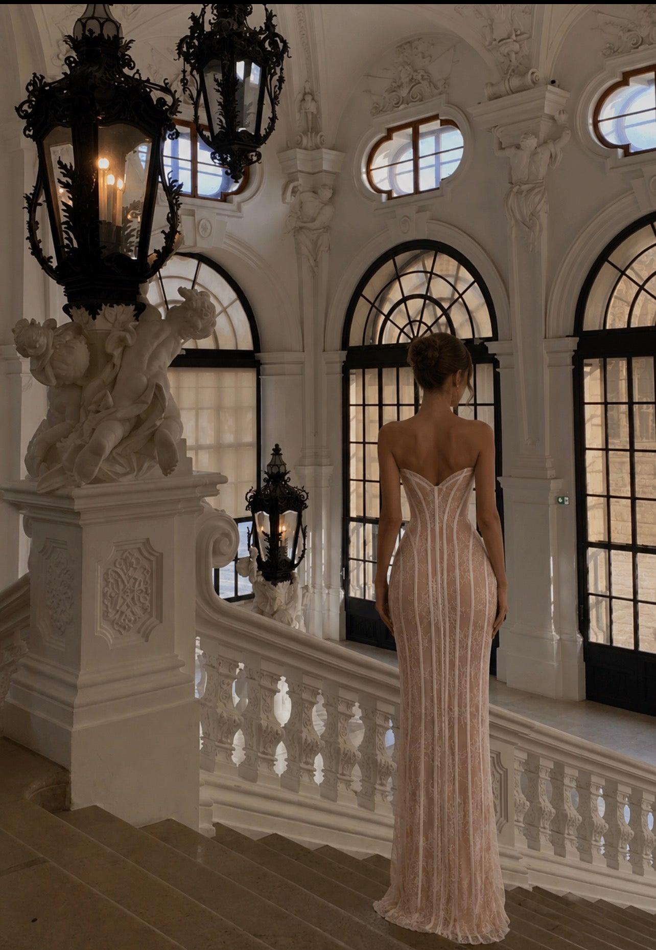 2026 Lace strapless tight long dress, exquisite vertical lace figure-hugging and slimming evening party dress for women