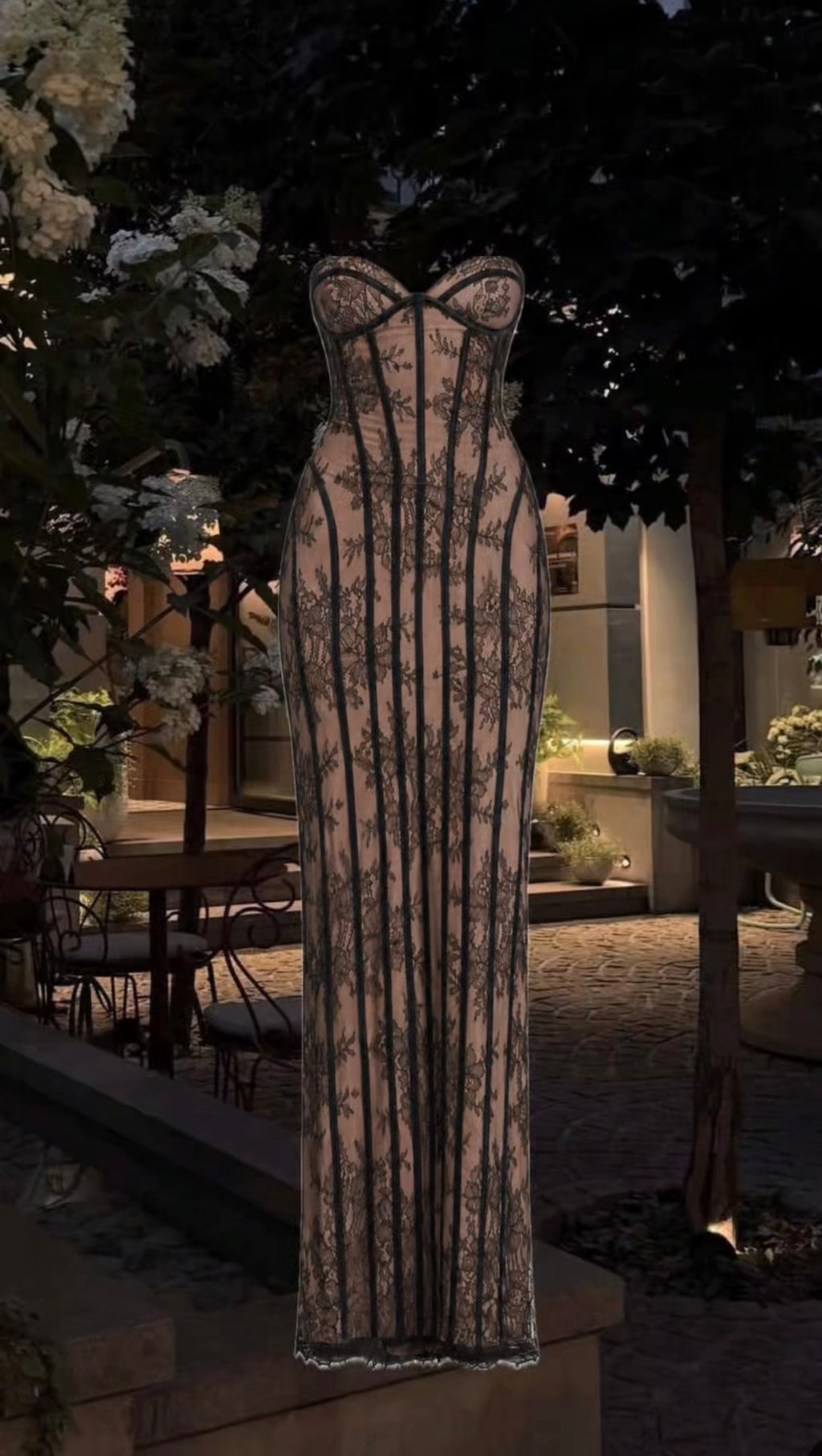 2026 Lace strapless tight long dress, exquisite vertical lace figure-hugging and slimming evening party dress for women