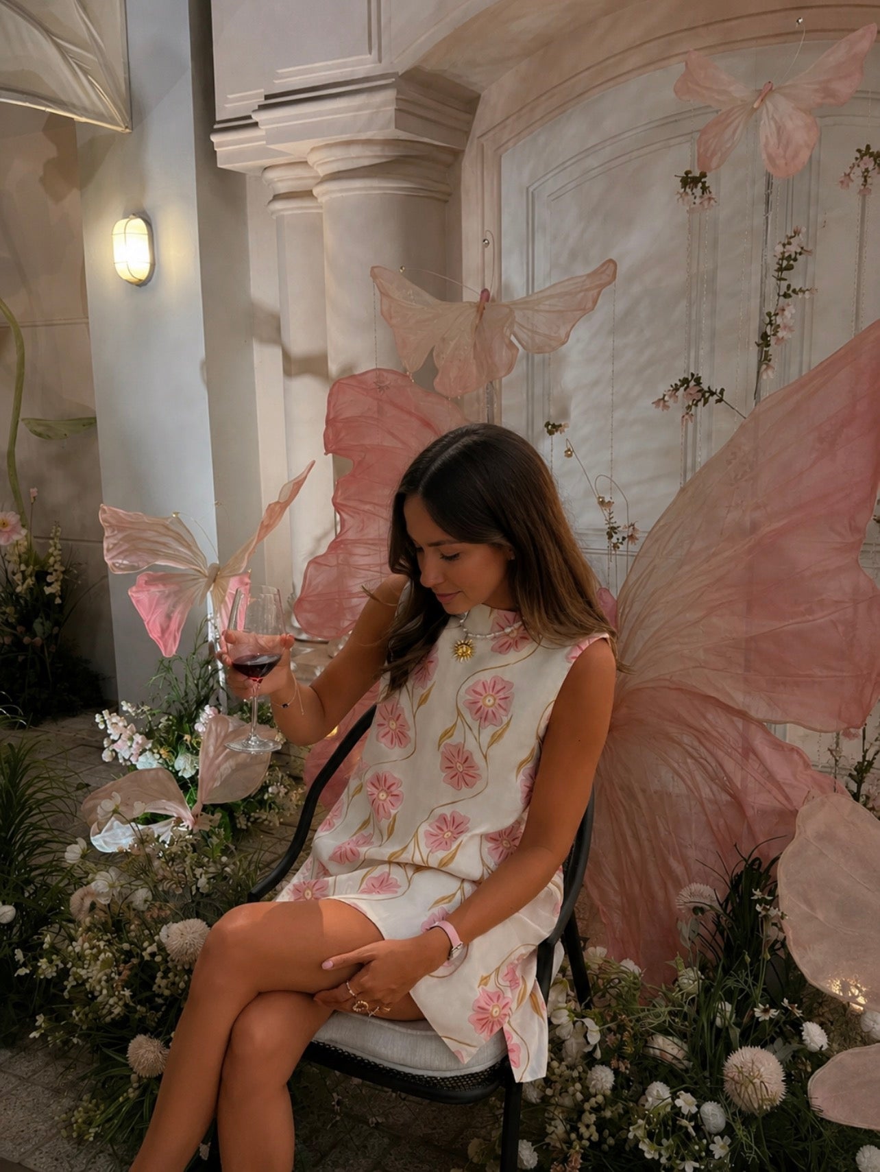 Floral Pattern Sleeveless Mini Dress