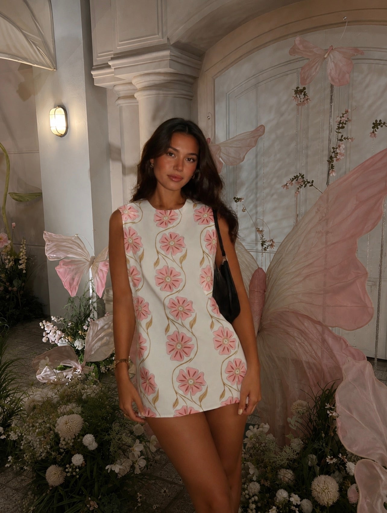 Floral Pattern Sleeveless Mini Dress