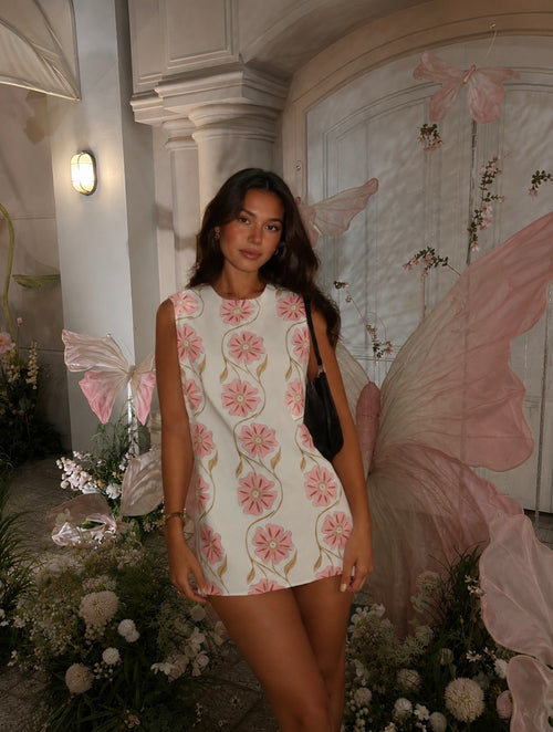 Floral Pattern Sleeveless Mini Dress