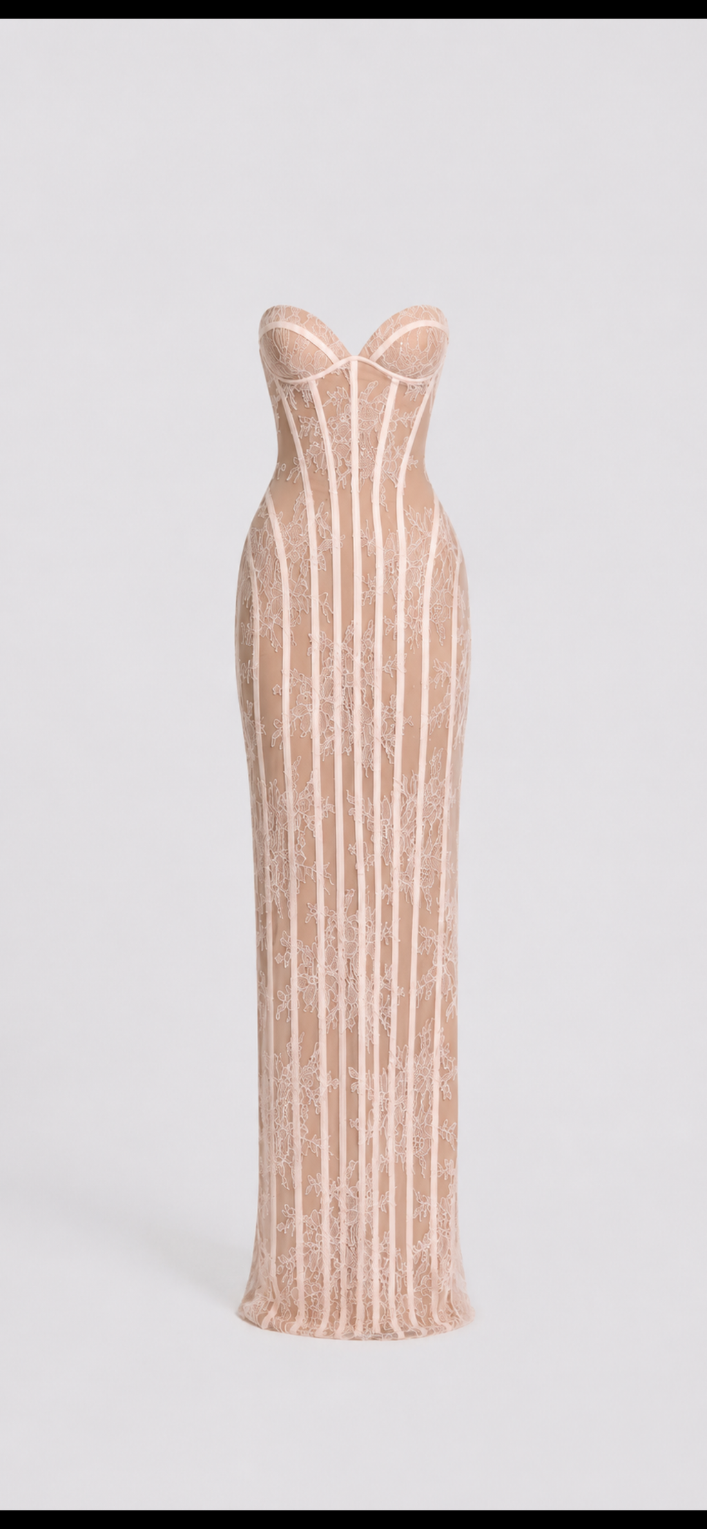2026 Lace strapless tight long dress, exquisite vertical lace figure-hugging and slimming evening party dress for women