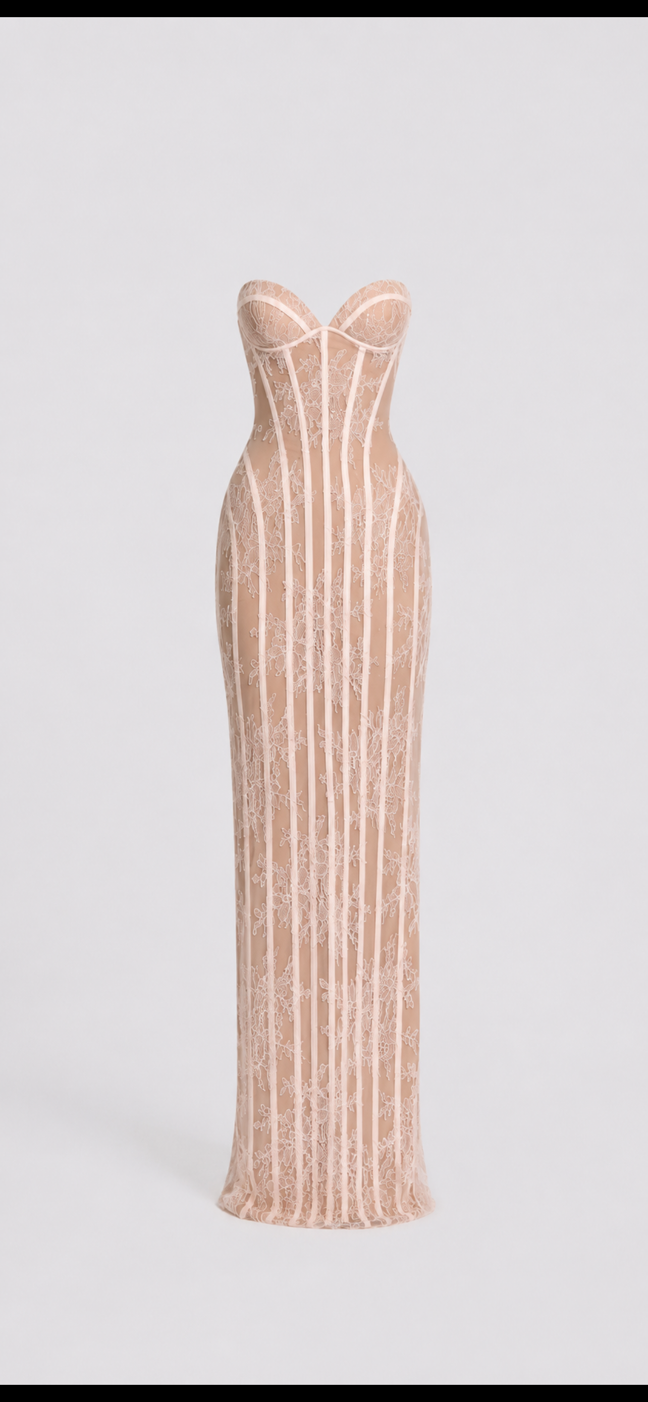2026 Lace strapless tight long dress, exquisite vertical lace figure-hugging and slimming evening party dress for women