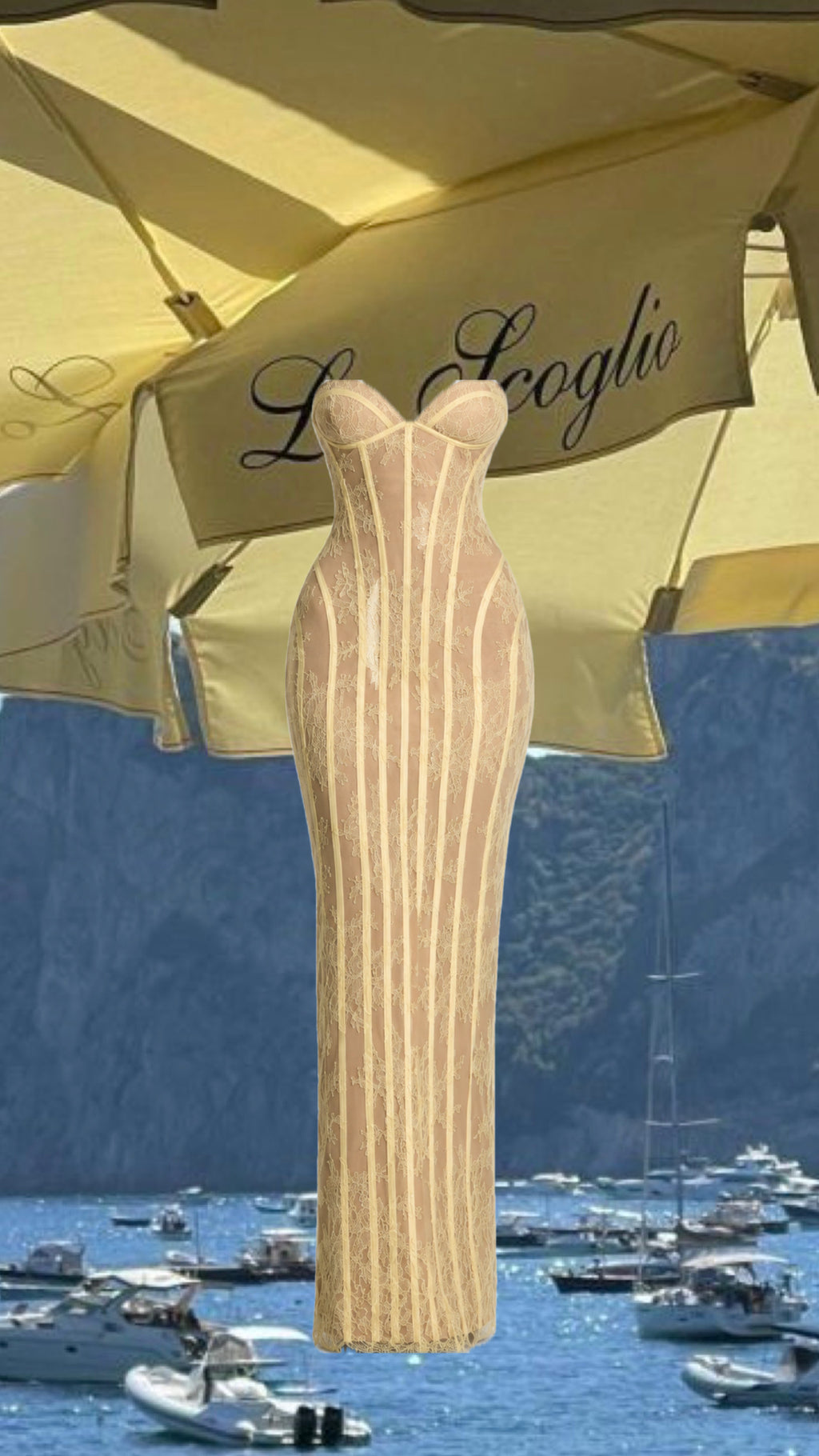 2026 Lace strapless tight long dress, exquisite vertical lace figure-hugging and slimming evening party dress for women